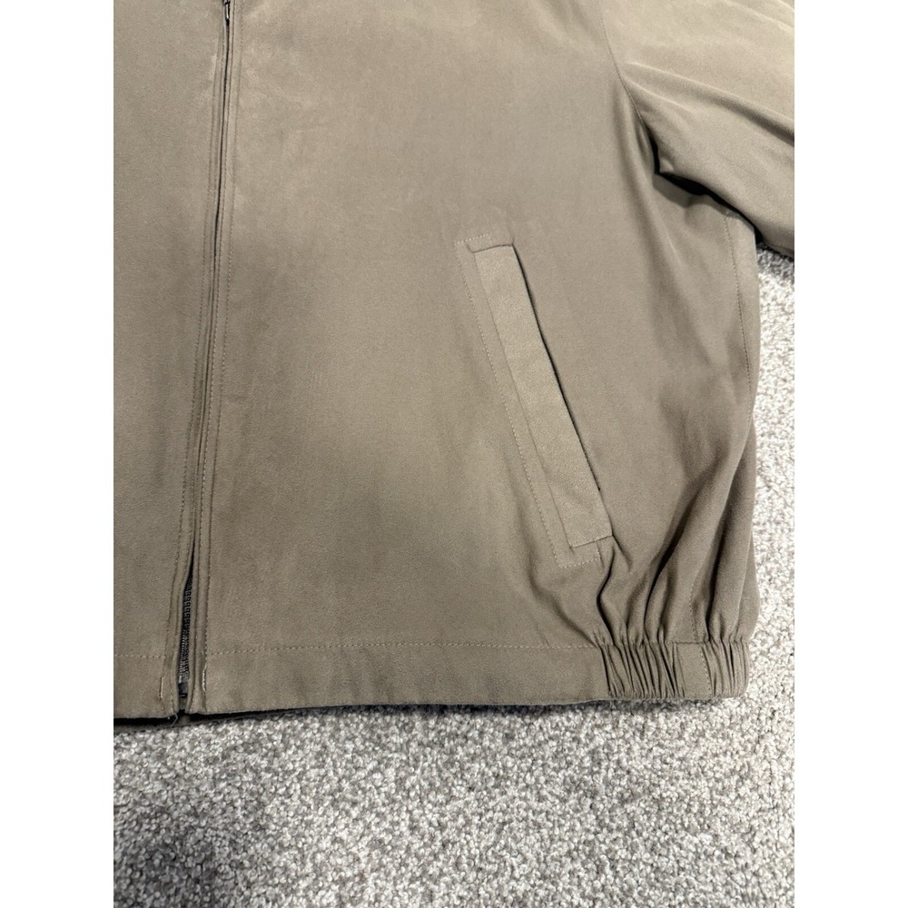 Newport Harbor Tailored Bomber Jacket Faux Suede Size L Tan/Beige/Khaki, Lined - Picture 6 of 15